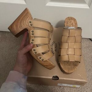 NEW Kork-Ease | Devan Woven Heel Clog / Mule Platform Natural Nude Sz 10